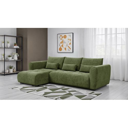 Canapé D'angle 4 Places Soreno, Tissu Vert