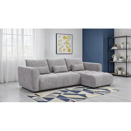 Canapé D'angle 4 Places Soreno, Tissu Gris