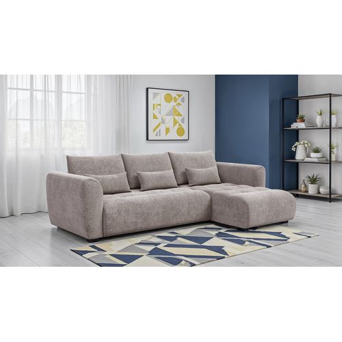 Canapé D'angle 4 Places Soreno, Tissu Beige