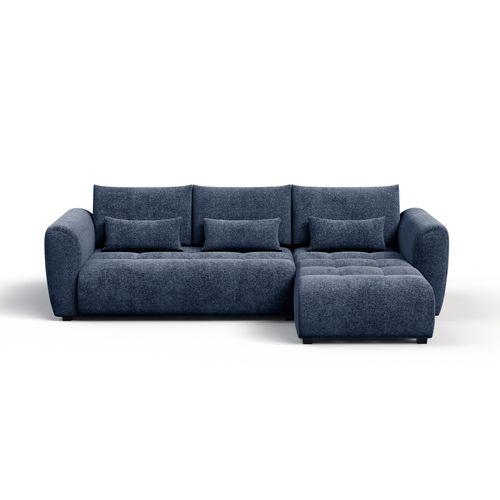 Canapé D'angle 4 Places Soreno, Tissu Bleu Marine