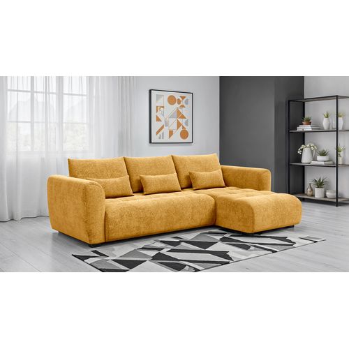 Canapé D'angle 4 Places Soreno, Tissu Jaune