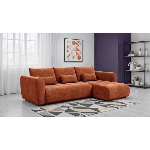 Canapé D'angle 4 Places Soreno, Tissu Orange