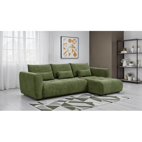 Canapé D'angle 4 Places Soreno, Tissu Vert