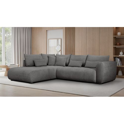 Canapé D'angle 5 Places Soreno, Tissu Gris Foncé