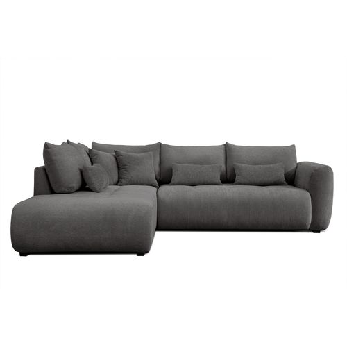 Canapé D'angle 5 Places Soreno, Tissu Gris Foncé