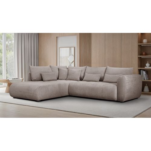 Canapé D'angle 5 Places Soreno, Tissu Beige