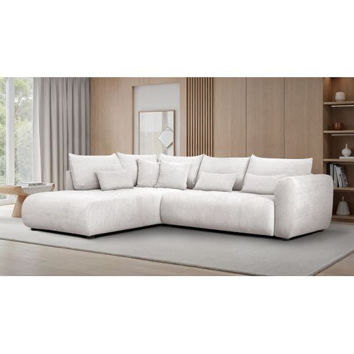 Canapé D'angle 5 Places Soreno, Tissu Ecru