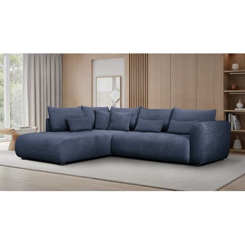 Canapé D'angle 5 Places Soreno, Tissu Bleu Marine