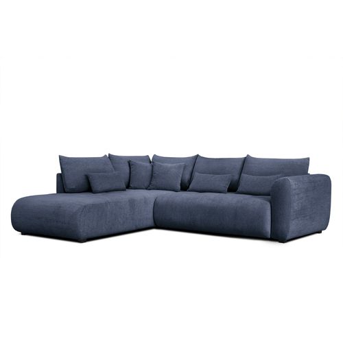 Canapé D'angle 5 Places Soreno, Tissu Bleu Marine