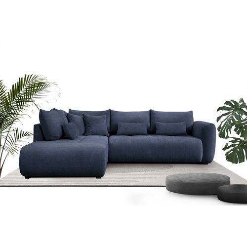 Canapé D'angle 5 Places Soreno, Tissu Bleu Marine