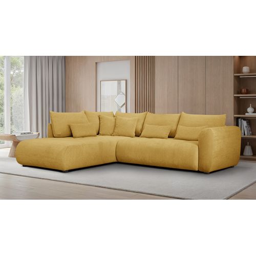 Canapé D'angle 5 Places Soreno, Tissu Jaune