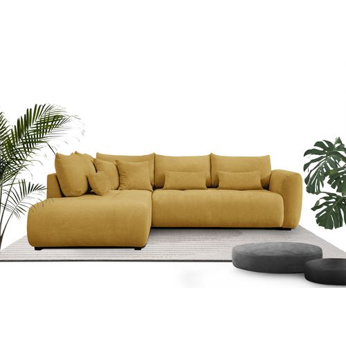 Canapé D'angle 5 Places Soreno, Tissu Jaune