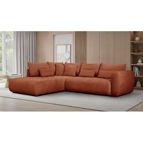 Canapé D'angle 5 Places Soreno, Tissu Orange