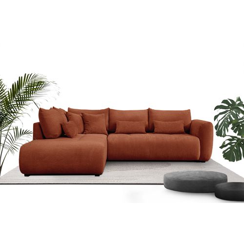 Canapé D'angle 5 Places Soreno, Tissu Orange