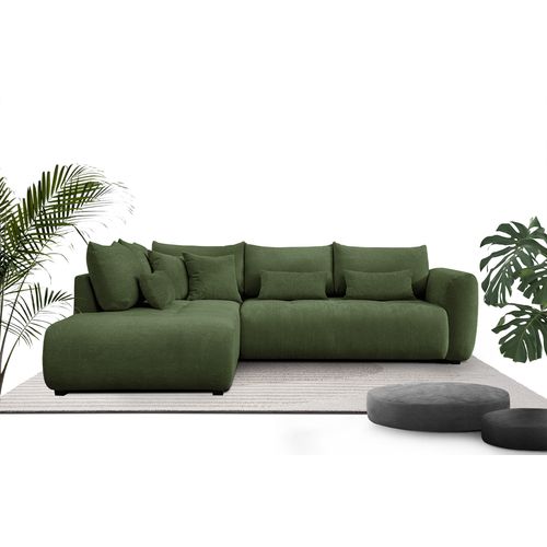 Canapé D'angle 5 Places Soreno, Tissu Vert
