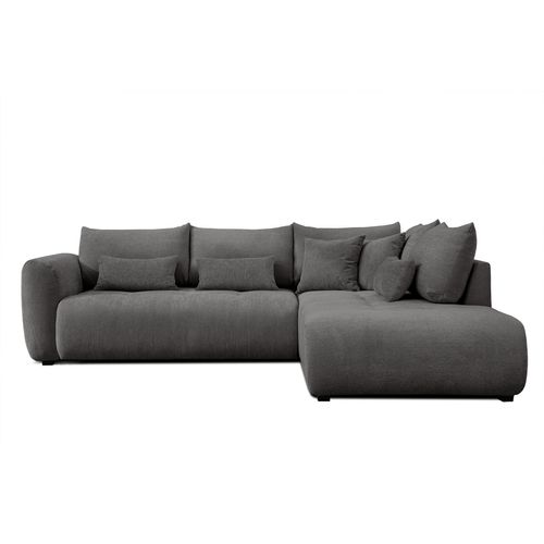 Canapé D'angle 5 Places Soreno, Tissu Gris Foncé