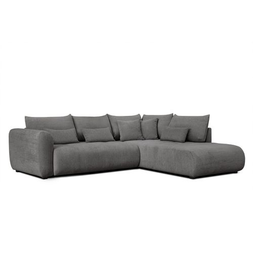 Canapé D'angle 5 Places Soreno, Tissu Gris Foncé