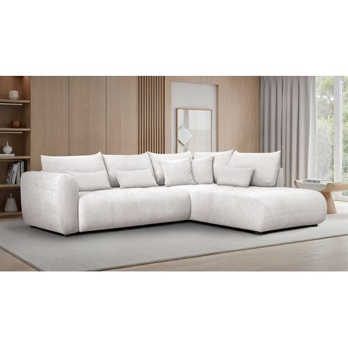 Canapé D'angle 5 Places Soreno, Tissu Ecru