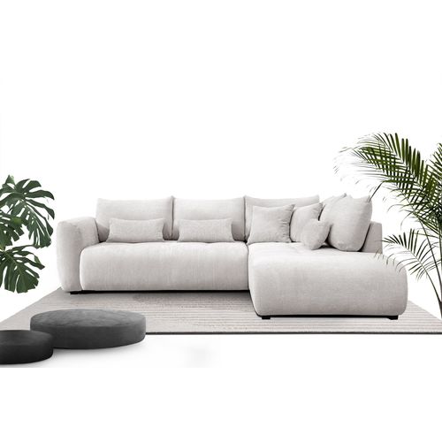 Canapé D'angle 5 Places Soreno, Tissu Ecru