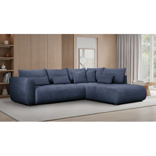 Canapé D'angle 5 Places Soreno, Tissu Bleu Marine