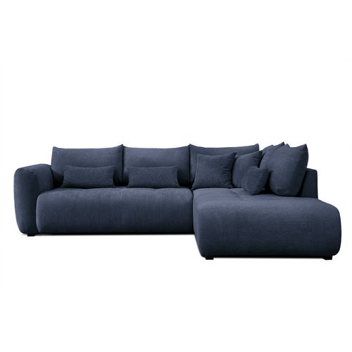 Canapé D'angle 5 Places Soreno, Tissu Bleu Marine