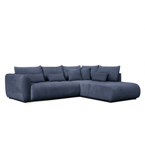 Canapé D'angle 5 Places Soreno, Tissu Bleu Marine