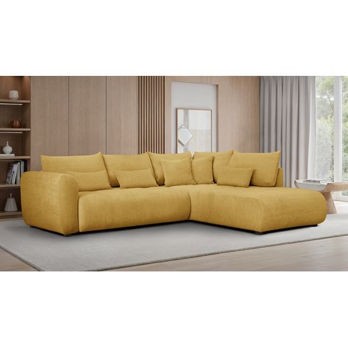 Canapé D'angle 5 Places Soreno, Tissu Jaune