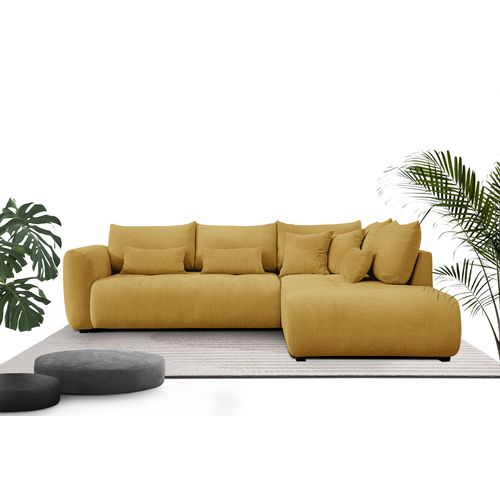 Canapé D'angle 5 Places Soreno, Tissu Jaune