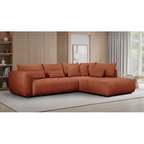Canapé D'angle 5 Places Soreno, Tissu Orange