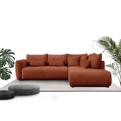 Canapé D'angle 5 Places Soreno, Tissu Orange