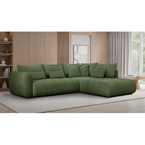 Canapé D'angle 5 Places Soreno, Tissu Vert