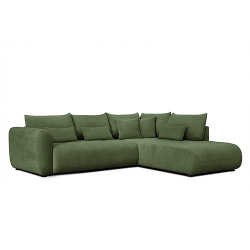 Canapé D'angle 5 Places Soreno, Tissu Vert