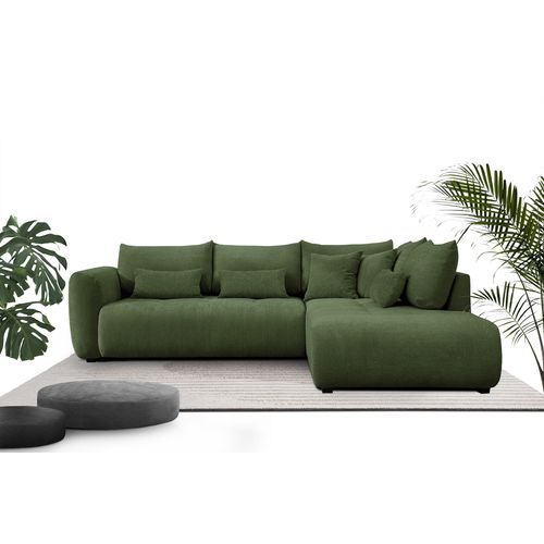 Canapé D'angle 5 Places Soreno, Tissu Vert