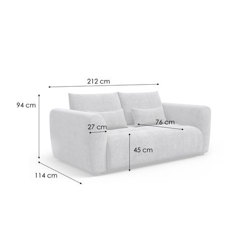 Canapé 3 Places Soreno, Tissu Gris