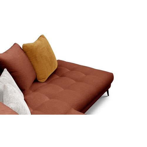 Canapé D'angle 5 Places Calme, Tissu Orange Foncé Et Écru