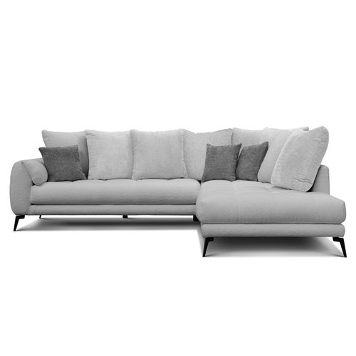 Canapé D'angle 5 Places Calme, Tissu Gris Clair