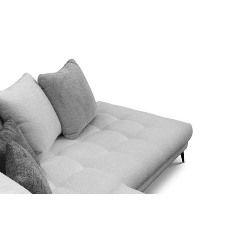 Canapé D'angle 5 Places Calme, Tissu Gris Clair Et Gris Foncé