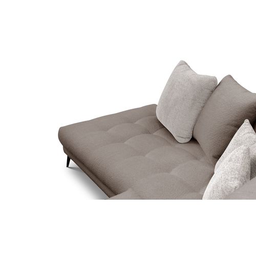 Canapé D'angle 5 Places Calme, Tissu Beige Et Écru