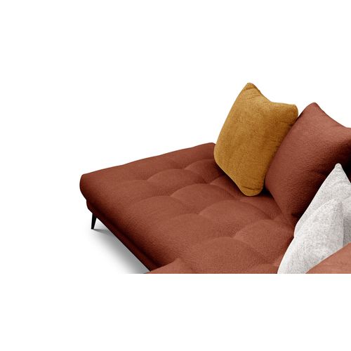 Canapé D'angle 5 Places Calme, Tissu Orange Foncé Et Écru