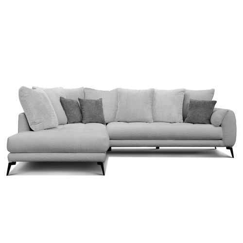 Canapé D'angle 5 Places Calme, Tissu Gris Clair