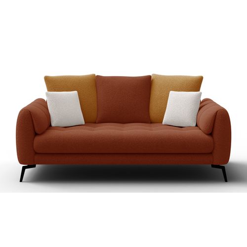Canapé 2,5 Places Calme, Tissu Orange Foncé Et Écru