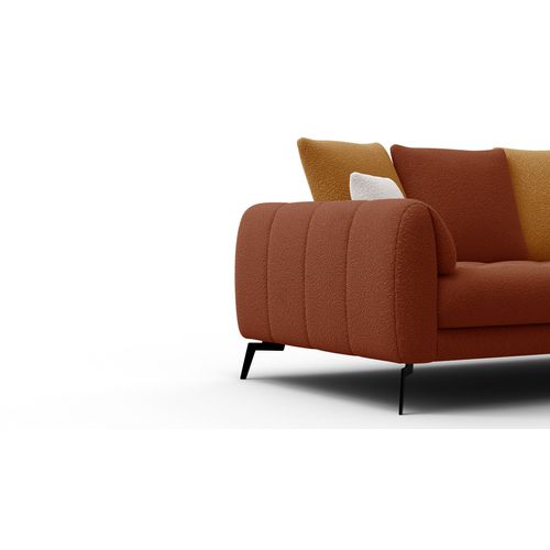 Canapé 2,5 Places Calme, Tissu Orange Foncé Et Écru