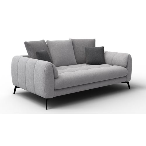 Canapé 2,5 Places Calme, Tissu Gris Clair Et Gris Foncé