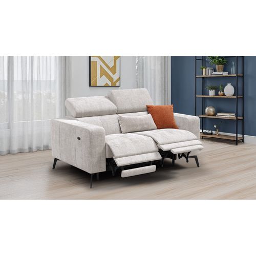 Canapé 2 Places Morello Avec 2 X Relax Zero Gravity, Tissu Crème