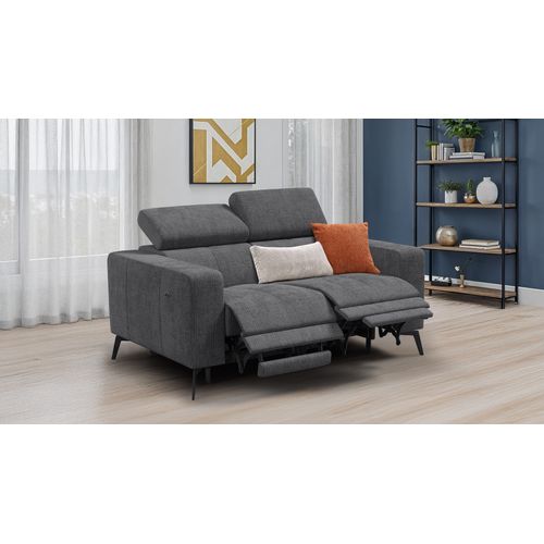 Canapé 2 Places Morello Avec 2 X Relax Zero Gravity, Tissu Gris Foncé
