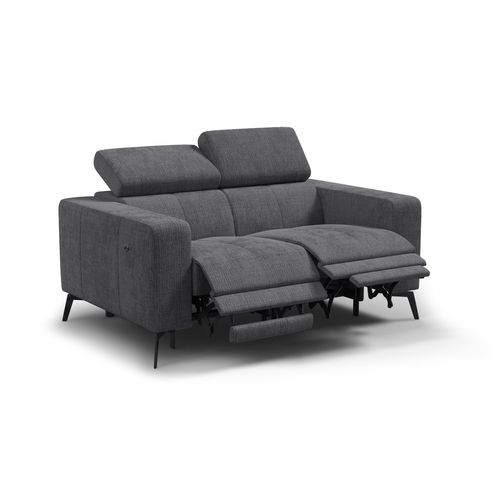 Canapé 2 Places Morello Avec 2 X Relax Zero Gravity, Tissu Gris Foncé