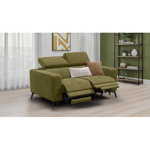 Canapé 2 Places Morello Avec 2 X Relax Zero Gravity, Tissu Olive