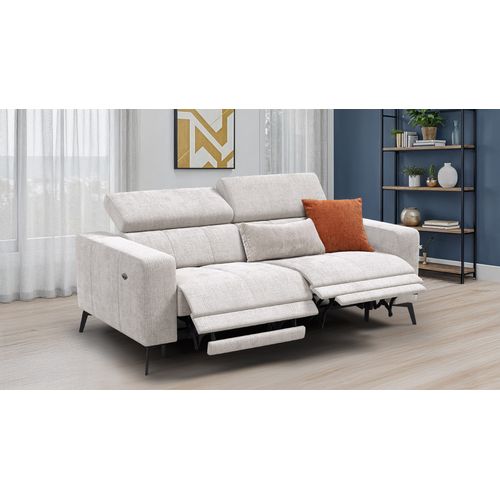 Canapé 3 Places Morello Avec 2 X Relax Zero Gravity, Tissu Crème