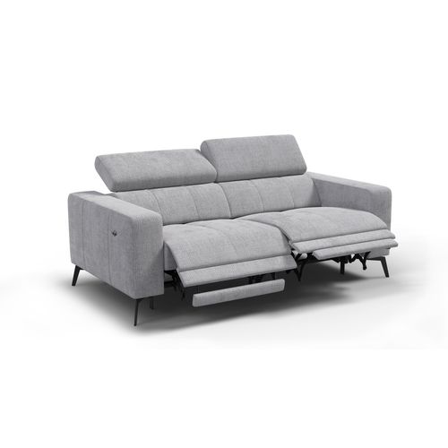 Canapé 3 Places Morello Avec 2 X Relax Zero Gravity, Tissu Gris Clair