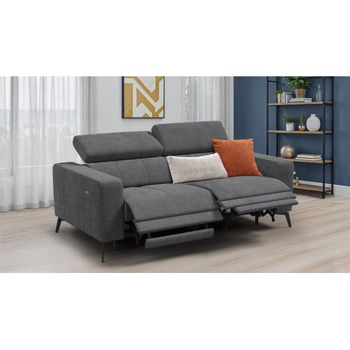 Canapé 3 Places Morello Avec 2 X Relax Zero Gravity, Tissu Gris Foncé